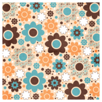 retro Blume Leistung Hippie Blumen- Hintergrund Muster png
