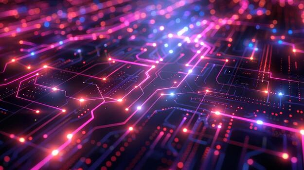 ai generado un computadora chip con muchos luces en eso foto