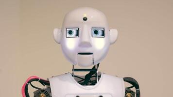 Close-up Of The Robot. The Robot's Head And Eyes Move. A Humanoid Robot With Artificial Intelligence video