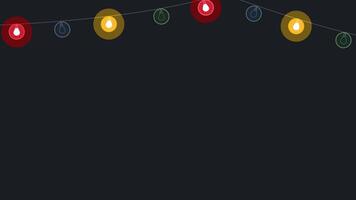seamless loop animation of colourful string lights decoration on black video