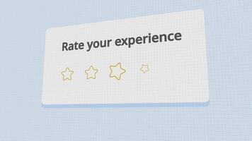 rate your experience, customer satisfaction survey, feedback or review, hand pointer clicking five stars excellent rating video