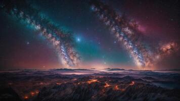 AI generated the milky way over mountains and valleys photo