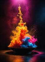 AI generated Colorful cloud with smoke on black background. ai generative photo