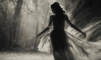 AI generated Blurry motion silhouette of a girl with long hair. ai generative photo
