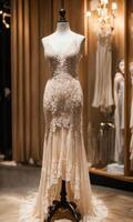 AI generated mini dress with low neckline on a mannequin. ai generative photo