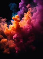 AI generated Colorful cloud with smoke on black background. ai generative photo