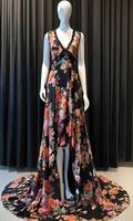 AI generated mini dress with low neckline on a mannequin. ai generative photo