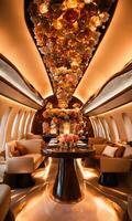 AI generated Interior of a luxury business jet airplane. Luxury travel. ai generative photo