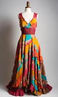 AI generated mini dress with low neckline on a mannequin. ai generative photo