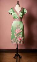 AI generated mini dress with low neckline on a mannequin. ai generative photo