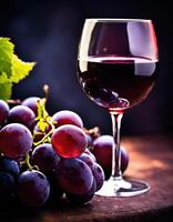 AI generated Red wine with grapes on a dark background. Selective focus. ai generative photo