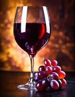 AI generated Red wine with grapes on a dark background. Selective focus. ai generative photo