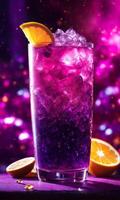 AI generated Purple cocktail with ice on a wooden table. Selective focus. ai generative photo
