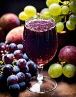 AI generated Red wine with grapes on a dark background. Selective focus. ai generative photo