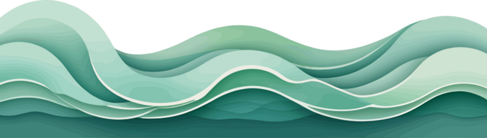 AI generated Pastel theme of isolated green wave ocean illustration on transparent background png, abstract graphic element for fantasy and design png