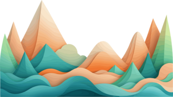 AI generated Mountain and ocean wave abstract illustration on transparent background png, colorful and pastel abstract graphic element for fantasy design, nursery decor png