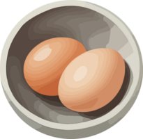 AI generated Eggs in small bowl, isolated illustration on transparent background png, design element for farm, cooking ingredient, food and health png