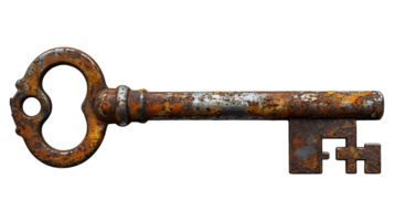 AI generated Vintage old key on a transparent background png