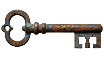 AI generated Vintage old key on a transparent background png