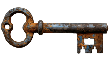 AI generated Vintage old key on a transparent background png