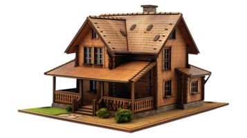 AI generated Beautiful wooden luxury home on a transparent background png