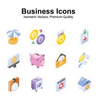 Well designed business and finance isometric icons set, easy to use and download vector