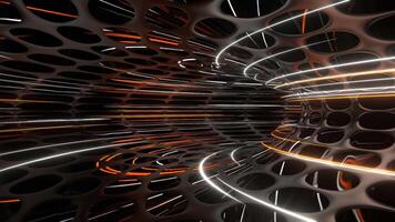 Orange and White Sci-Fi Neon Ring Movement Background VJ Loop video