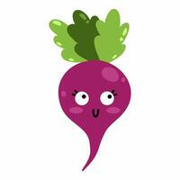 cute funny beetroot with face and emotions. Vector isolated illustration for children.