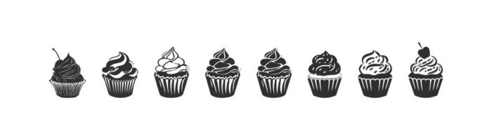 Cupcake silhouette icon set. Vector illustration design.