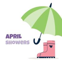 Rain Boot and Umbrella vector