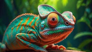 AI generated A colorful close-up chameleon photo