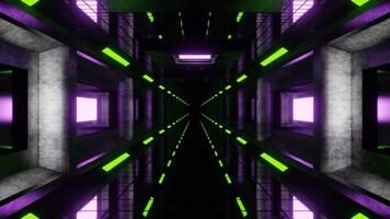 Light Purple and Lime Dark Spaceship Corridor Background VJ Loop video