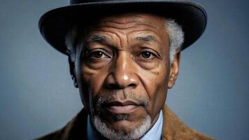 ai generado personas mayores personas retrato antiguo negro hombre con sombrero foto