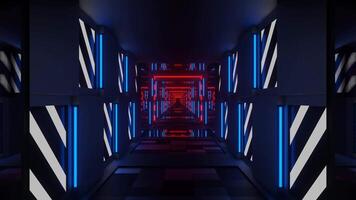 White and Blue and Red Blazing Neon Light Mirror Tunnel Background VJ Loop video