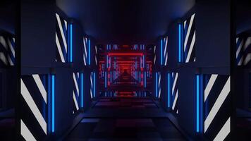 White and Blue and Red Blazing Neon Light Mirror Tunnel Background VJ Loop video