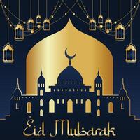 Islamic Realistic eid mubarak festival background and eid card poster concept vector