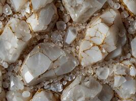 Close up view, stones, quartz and sand, white and beige stone texture for background photo