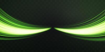 Radial speed rays, light neon flow, zoom in motion effect, green glow speed lines, colorful light trails, perspective stripes  Abstract background, vector illustration