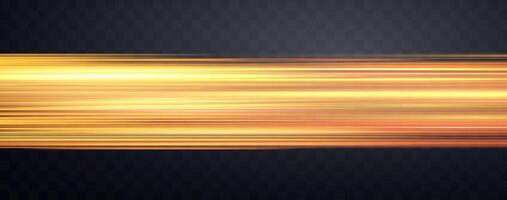 Speed rays, velocity light neon flow, zoom in motion effect, orange glow speed lines, colorful light trails, stripes. Abstract background, vector illustration.