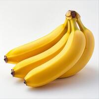 AI generated Bunch of Ripe Bananas on White Background photo