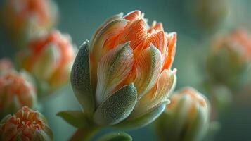 ai generado cerca arriba de flor con borroso antecedentes foto