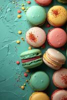 AI generated Group of Macaroons on Table photo