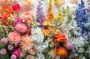 ai generado un manojo de flores en un mesa foto