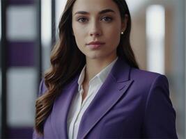 AI generated Business Woman In Purple Suit photo