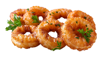 ai generado frito calamares en un transparente antecedentes png