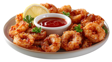 AI generated Fried calamari in a plate on a transparent background png