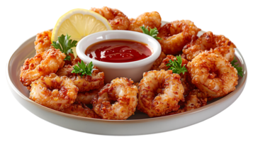 ai gegenereerd gebakken calamares in een bord Aan een transparant achtergrond png