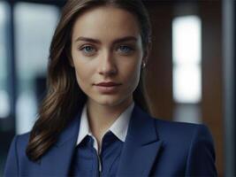 AI generated Business Woman In Indigo Suit photo