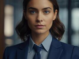 AI generated Business Woman In Indigo Suit photo