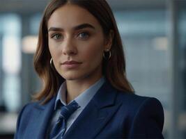 AI generated Business Woman In Indigo Suit photo